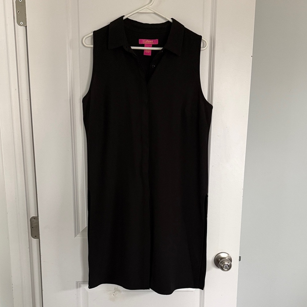 Catherine Malandrino Black Dress with Bright Pink Label